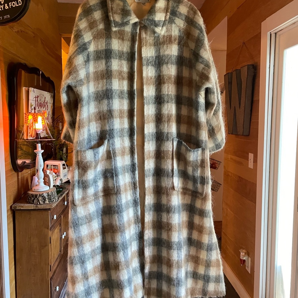 Emily Weatherby Plaid vintage Mohair coat